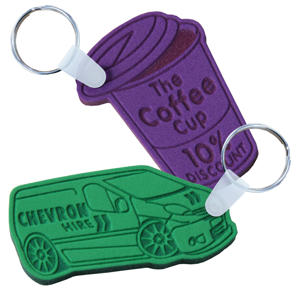 Foam Keyrings with Contrasting Embossed Design