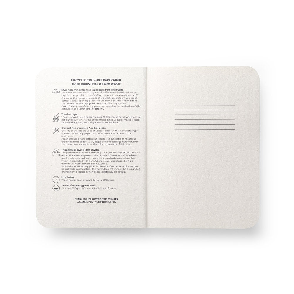 COFFEEPAD SEMI-RIGID. A5 notepad with semi-rigid cover made from coffee husk waste (66%)