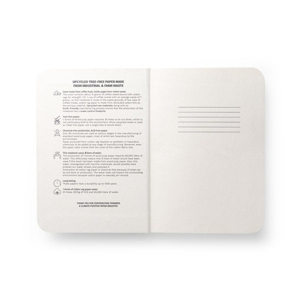 COFFEEPAD SEMI-RIGID. A5 notepad with semi-rigid cover made from coffee husk waste (66%)