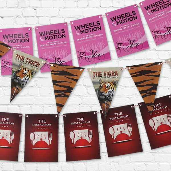 Promotional Indoor Bunting on 2.5m Lengths. A6 Size