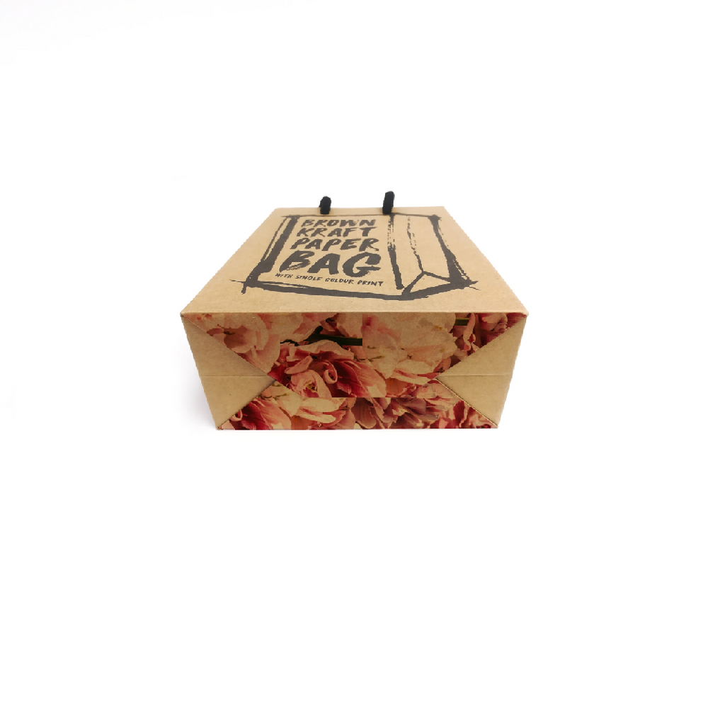 Small Unlaminated Brown Kraft Bag with Black Standard Length Cotton Handle