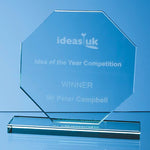 Branded 10cm x 10cm x 12mm Jade Glass Octagon Award