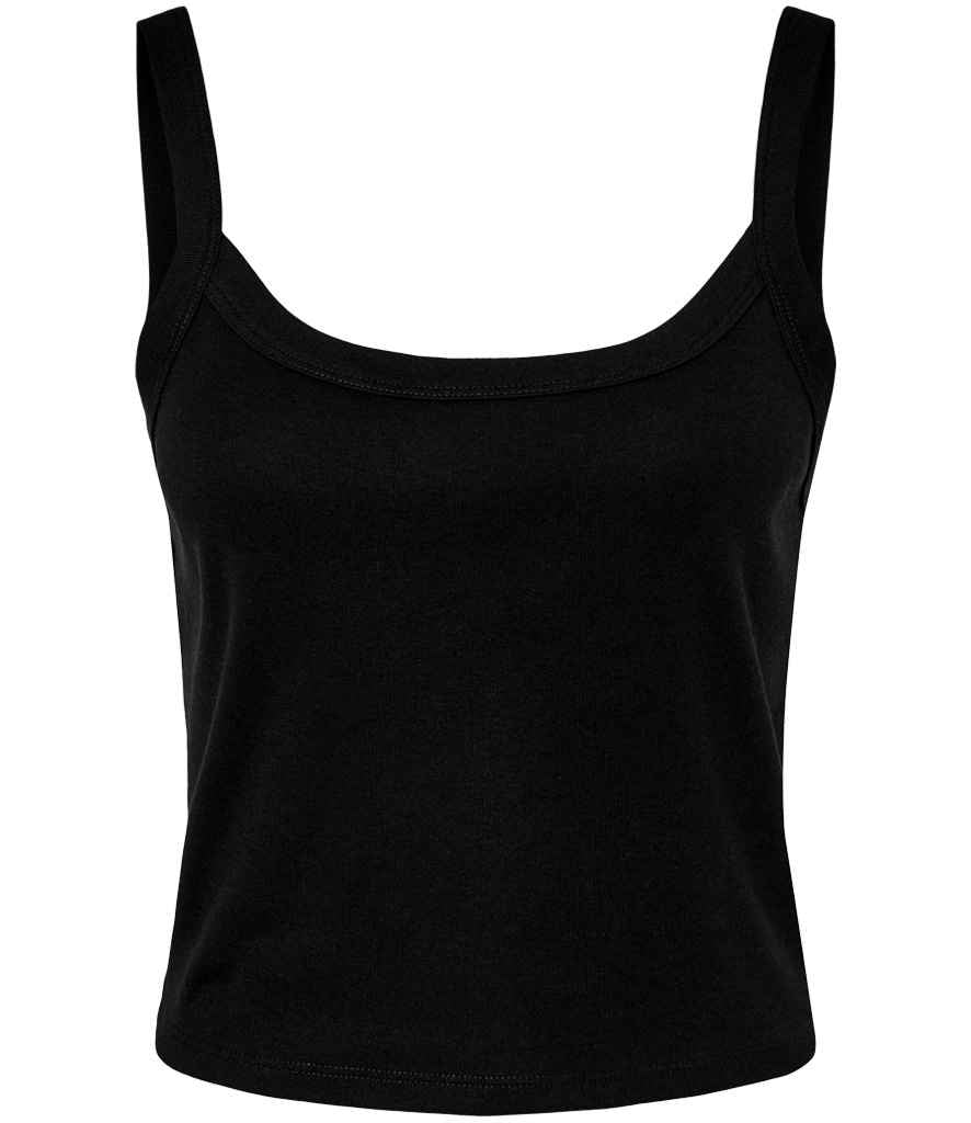 Bella Ladies Micro Rib Spaghetti Strap Tank Top Solid Black Blend