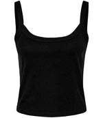 Bella Ladies Micro Rib Spaghetti Strap Tank Top Solid Black Blend