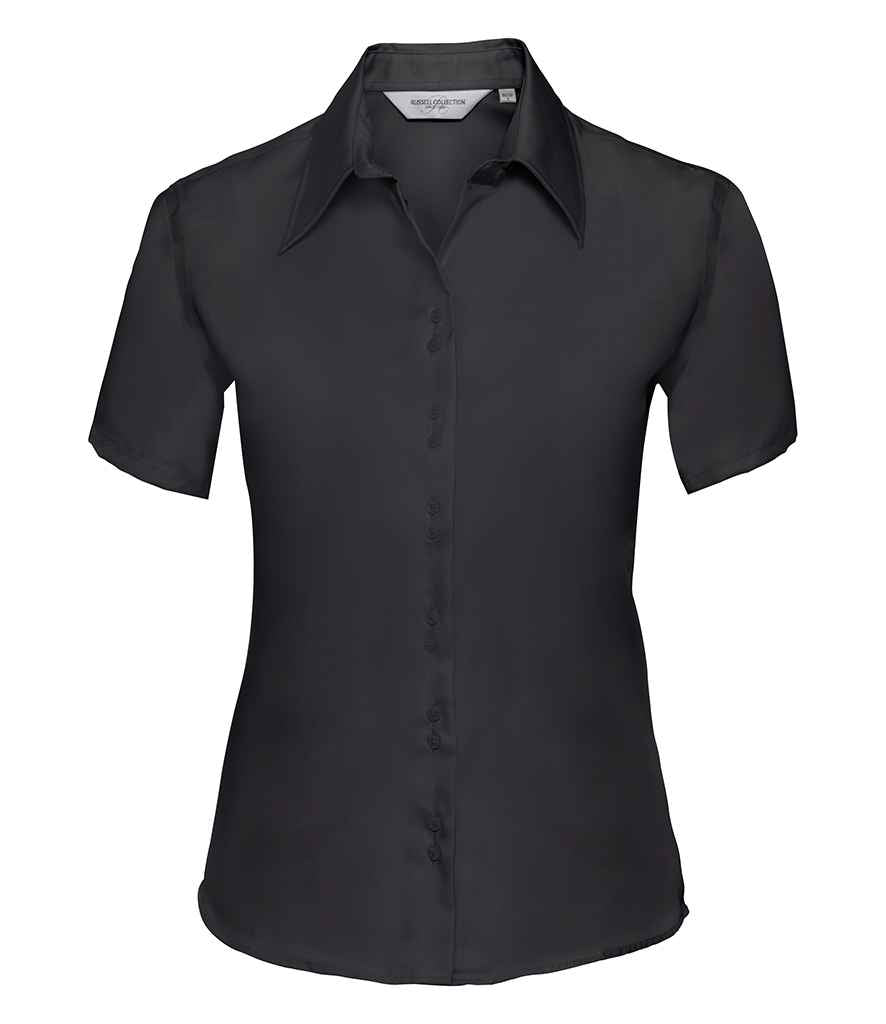 Russell Collection Ladies Short Sleeve Ultimate Non-Iron Shirt Black