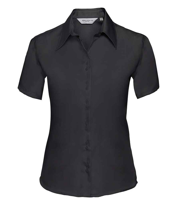 Russell Collection Ladies Short Sleeve Ultimate Non-Iron Shirt Black