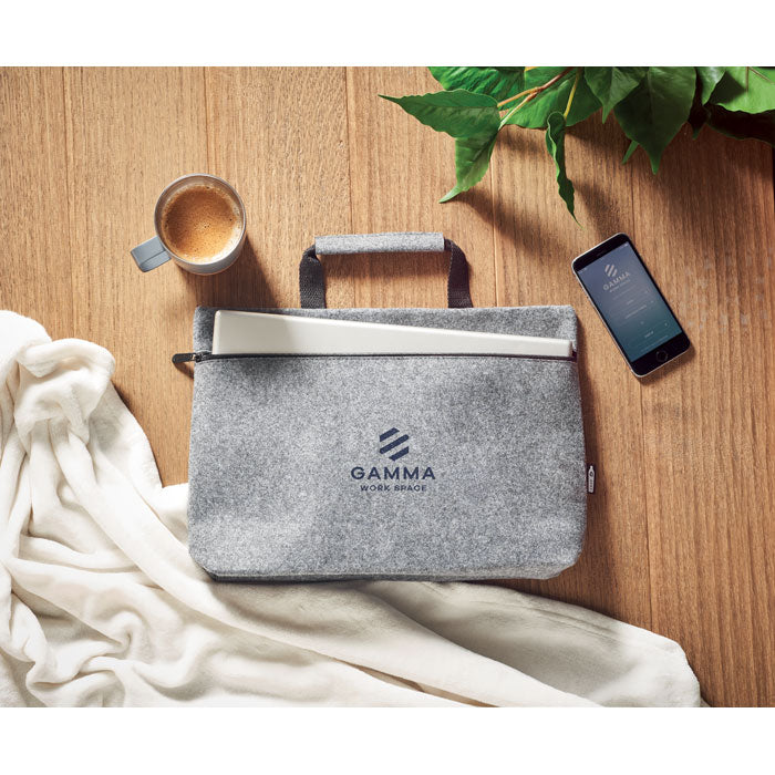 Branded RPET felt zippered laptop bag