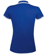 SOL'S Ladies Pasadena Tipped Cotton Piqué Polo Shirt Royal Blue/White