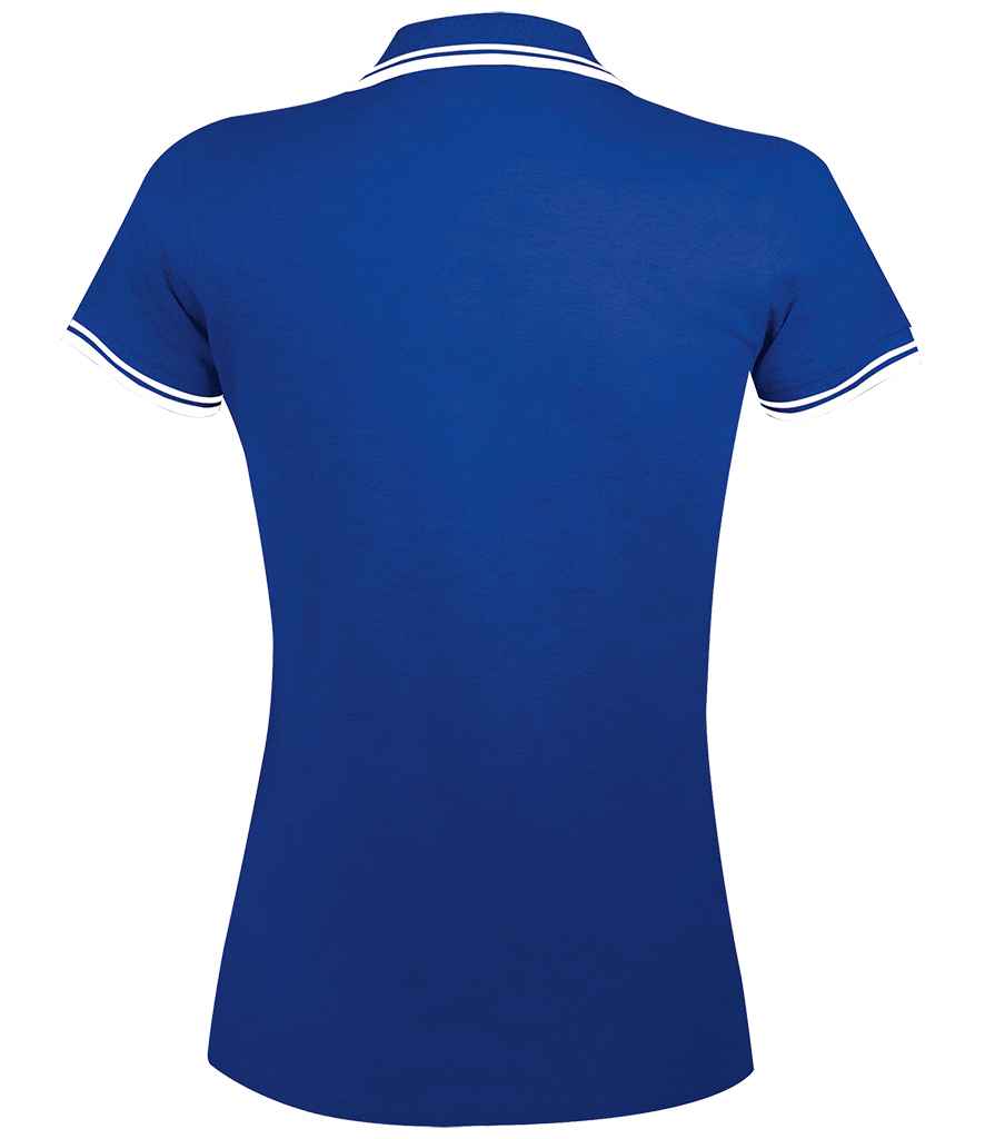 SOL'S Ladies Pasadena Tipped Cotton Piqué Polo Shirt Royal Blue/White