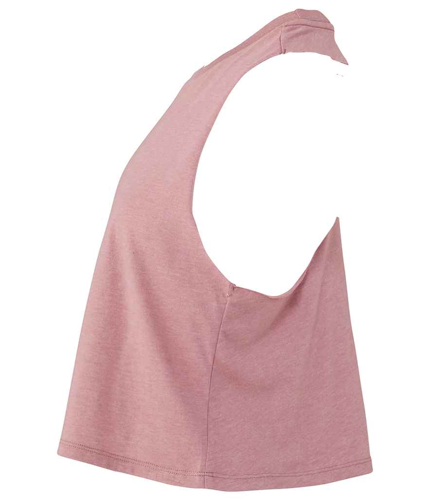 Bella Ladies Racer Back Cropped Tank Top Heather Orchid