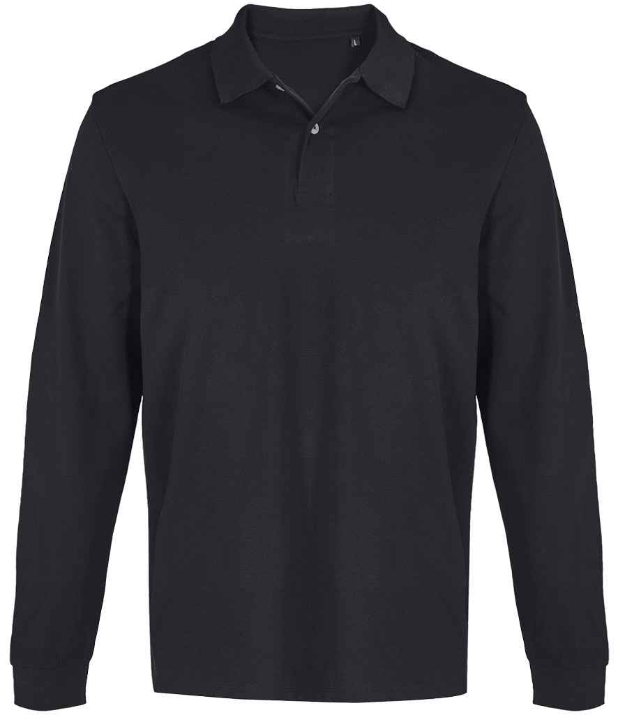 SOL'S Unisex Pacific Long Sleeve Piqué Polo Shirt Black