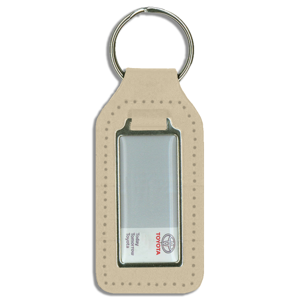 Branded Long Square Shaped Keyfob with Domed Medallion