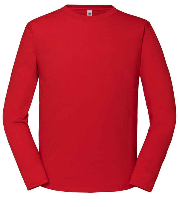 Fruit Loom Iconic 195 Long Sleeve T-Shirt Red