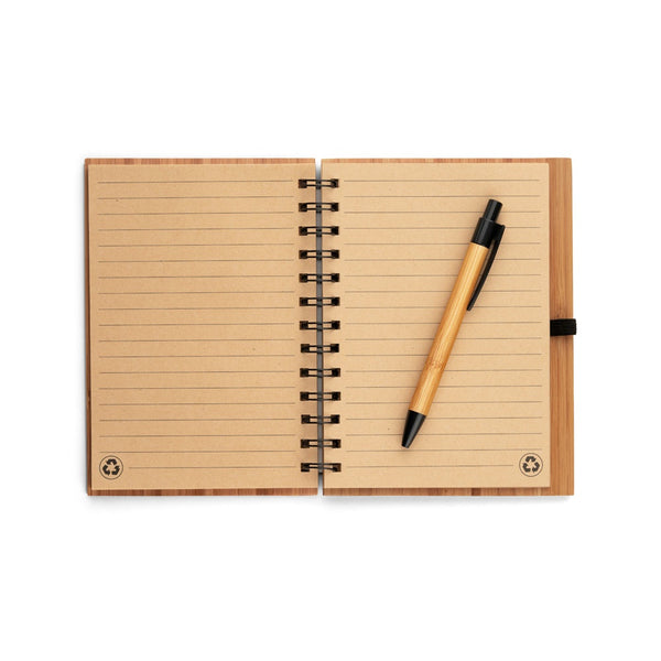 DICKENS A5. B6 spiral notebook in bamboo with recycled paper