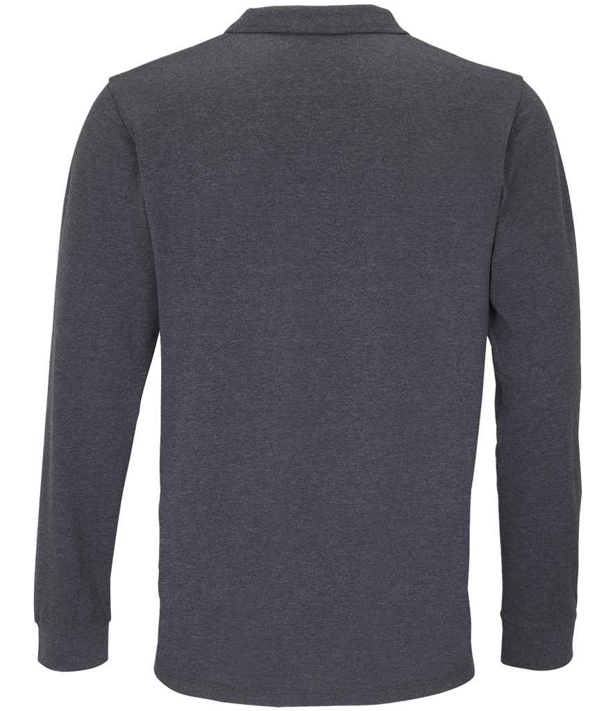 SOL'S Unisex Planet Long Sleeve Piqué Polo Shirt Charcoal Marl