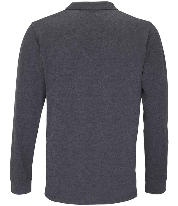 SOL'S Unisex Planet Long Sleeve Piqué Polo Shirt Charcoal Marl