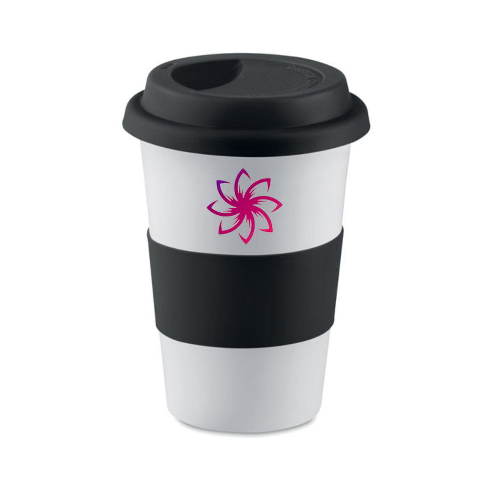 Branded Ceramic mug w/ lid and sleeve