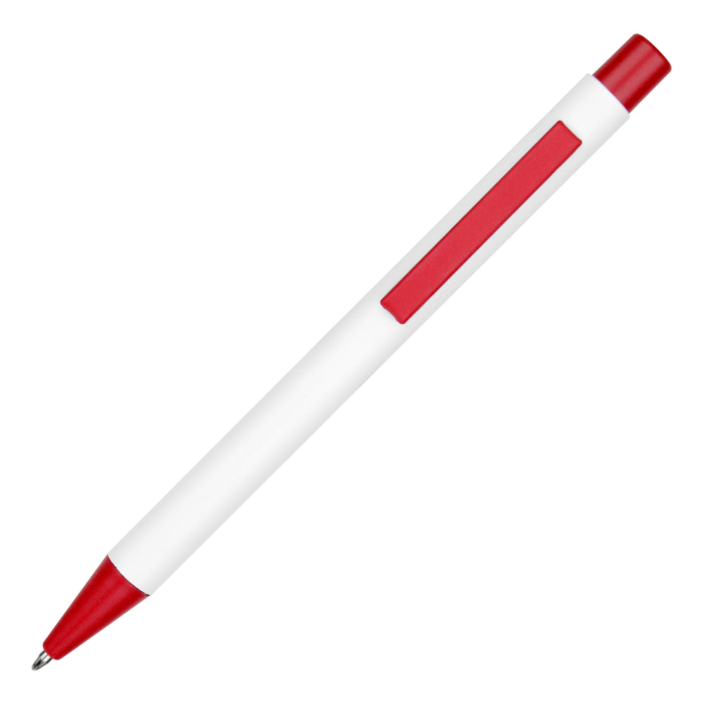 Branded TRAVIS COLOUR Ball Pen in White with trim