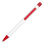 Branded TRAVIS COLOUR Ball Pen in White with trim