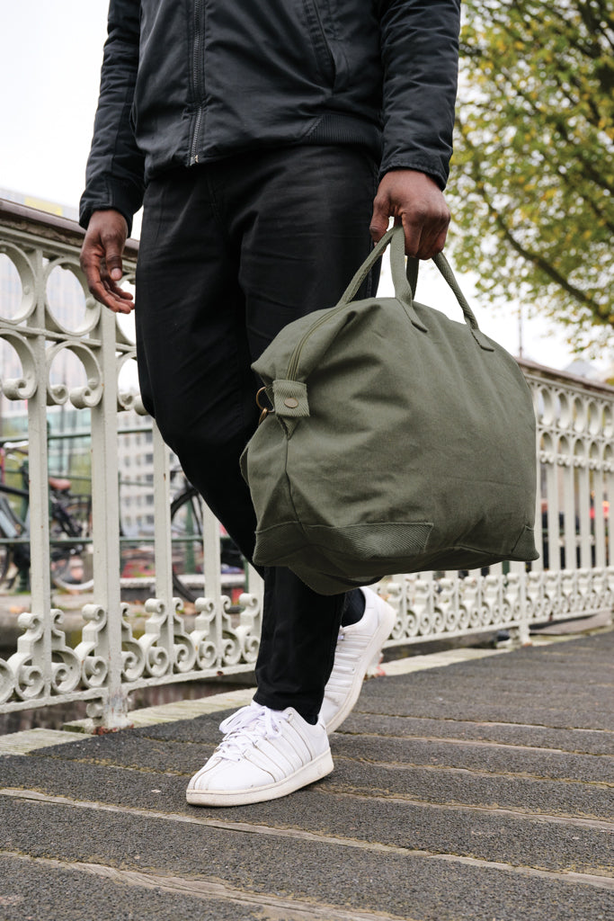 Branded Kezar AWARE™ 500 gsm recycled canvas deluxe weekend bag