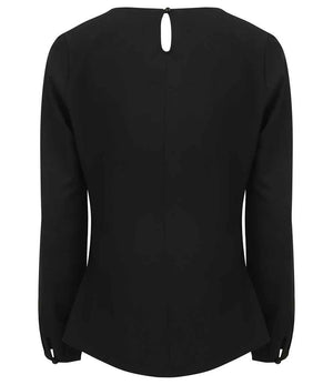 Henbury Ladies Pleat Front Long Sleeve Blouse