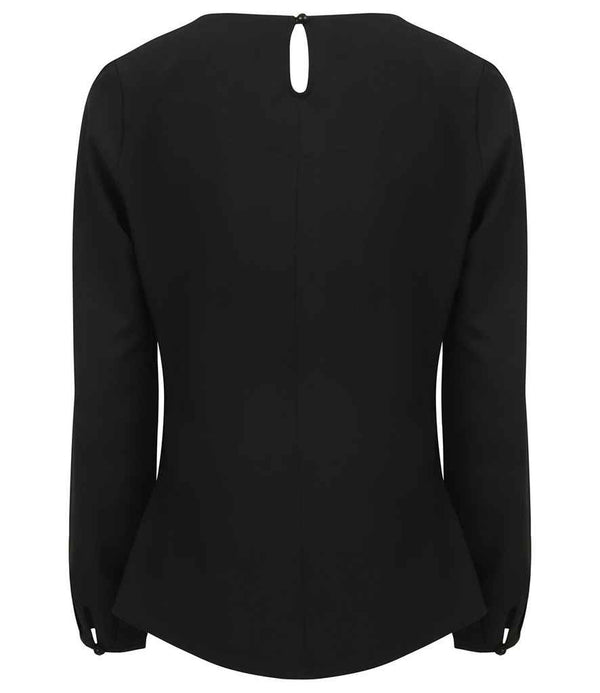 Henbury Ladies Pleat Front Long Sleeve Blouse