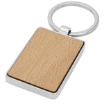 Branded Mauro beech wood rectangular keychain