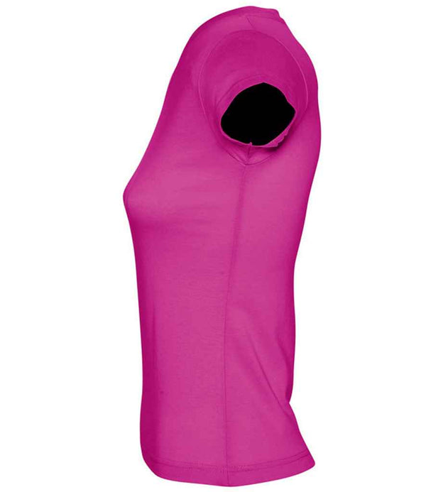 SOL'S Ladies Moon V Neck T-Shirt Fuchsia