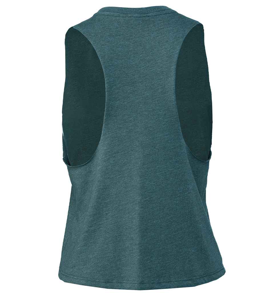 Bella Ladies Racer Back Cropped Tank Top Heather Deep Teal