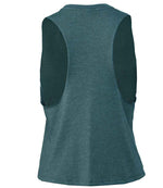 Bella Ladies Racer Back Cropped Tank Top Heather Deep Teal