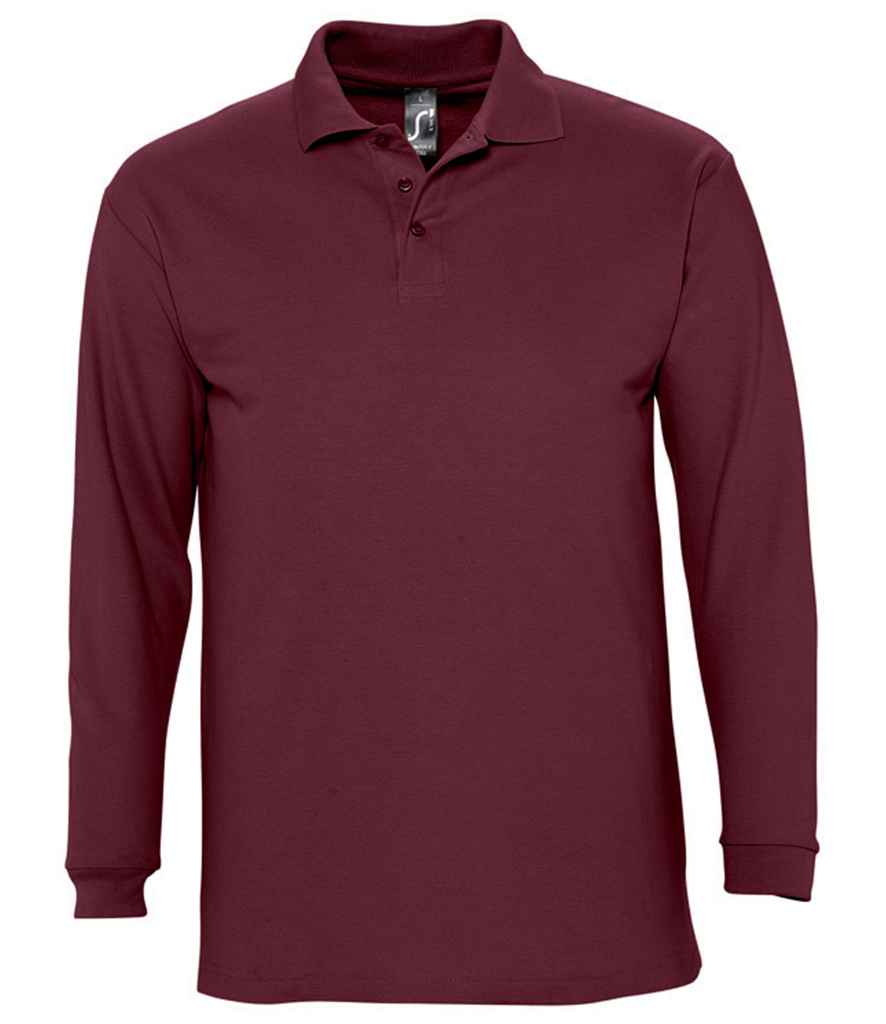 SOL'S Winter II Long Sleeve Cotton Piqué Polo Shirt Burgundy