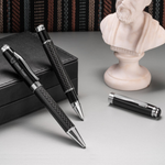 Chess Carbon Fibre Rollerball and Ball Pen Set Black