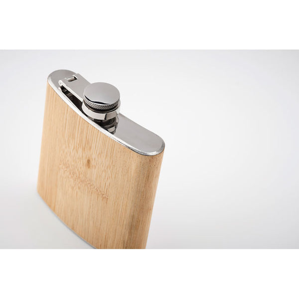 Bamboo slim hip flask 175ml
