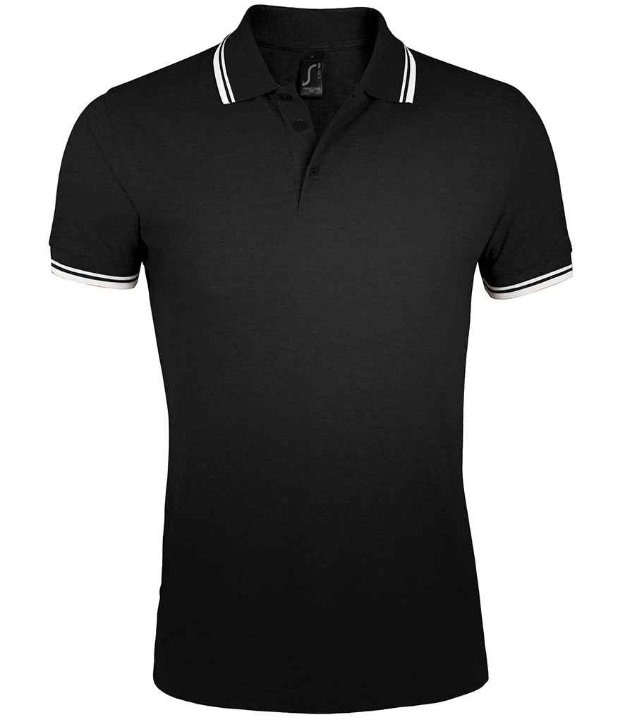 SOL'S Pasadena Tipped Cotton Piqué Polo Shirt Black/White