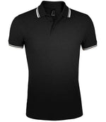 SOL'S Pasadena Tipped Cotton Piqué Polo Shirt Black/White