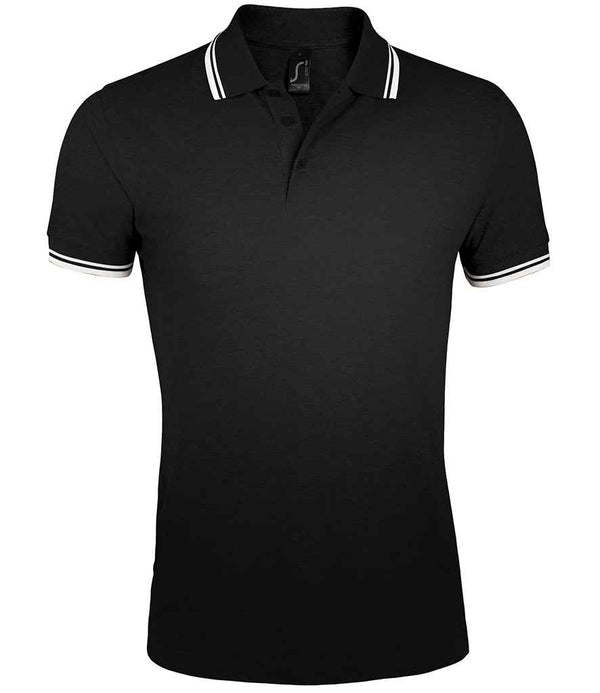 SOL'S Pasadena Tipped Cotton Piqué Polo Shirt Black/White