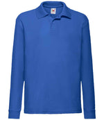 Fruit of the Loom Kids Long Sleeve Poly/Cotton Piqué Polo Shirt Royal Blue