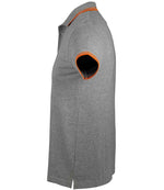SOL'S Pasadena Tipped Cotton Piqué Polo Shirt Grey Marl/Orange