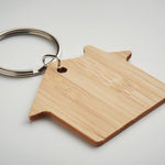 House shaped bamboo key ring-Wood