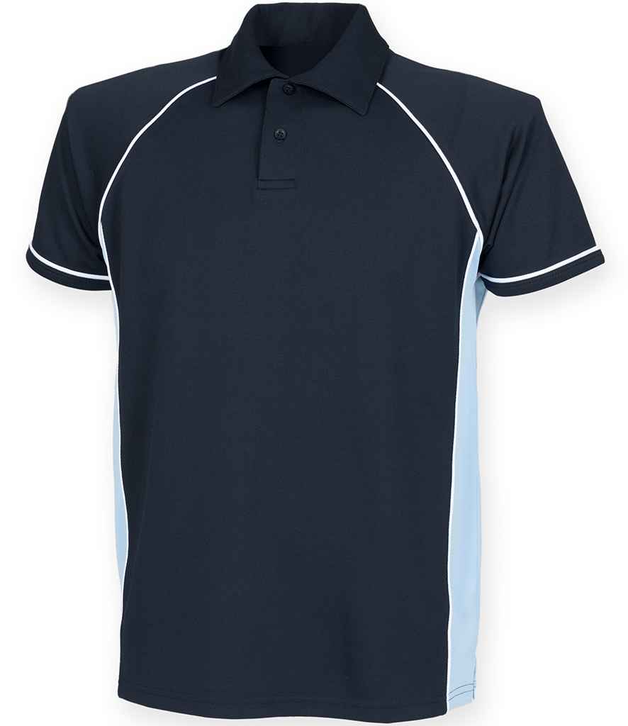 Finden + Hales Kids Performance Piped Polo Shirt Navy/Sky Blue/White