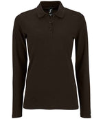 SOL'S Ladies Perfect Long Sleeve Piqué Polo Shirt Black