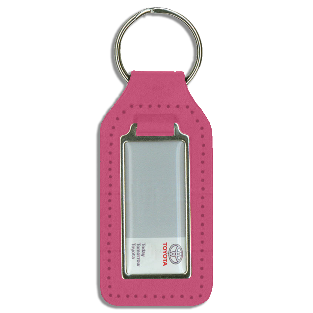 Branded Long Square Shaped Keyfob with Domed Medallion