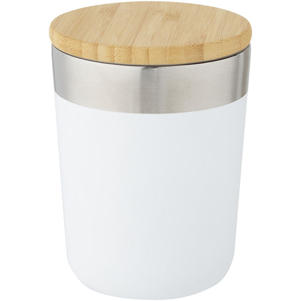 Branded Lagan 300 ml copper vacuum insulated stainless steel tumbler with bamboo lid