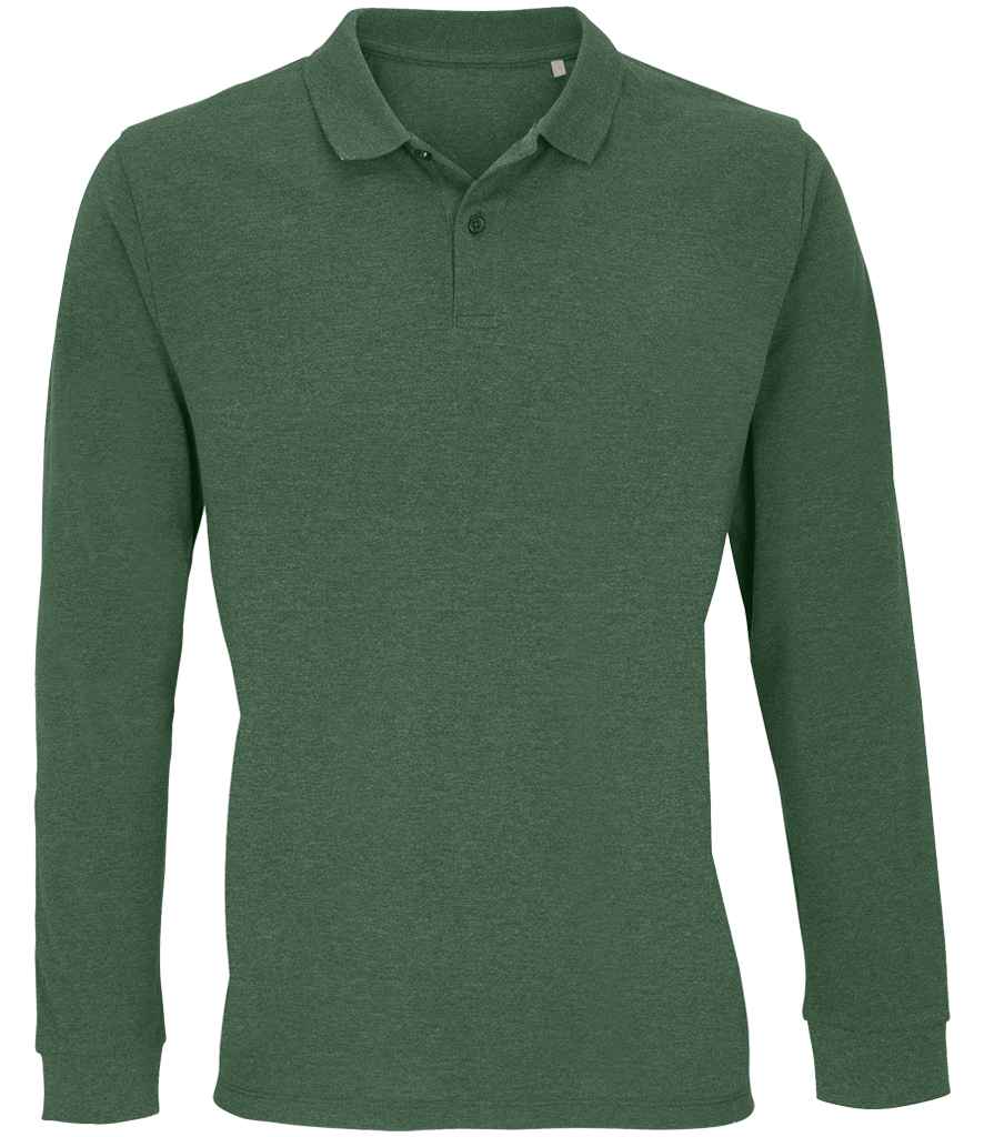 SOL'S Unisex Planet Long Sleeve Piqué Polo Shirt Bottle Green