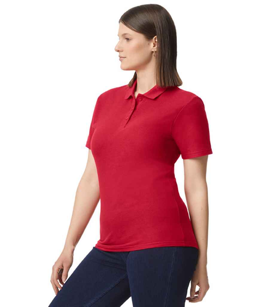 Branded Gildan Ladies SoftStyle® Double Piqué Polo Shirt