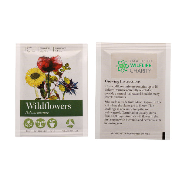 Seed Packet with Sticker to back Wild Flowers Mix