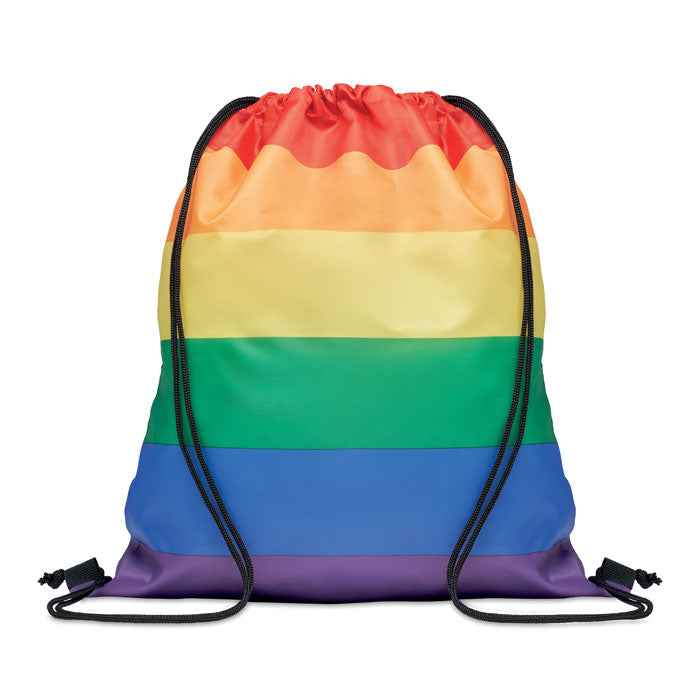 Branded Rainbow RPET drawstring bag