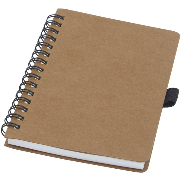Branded Cobble A6 wire-o recycled cardboard notebook with stone paper