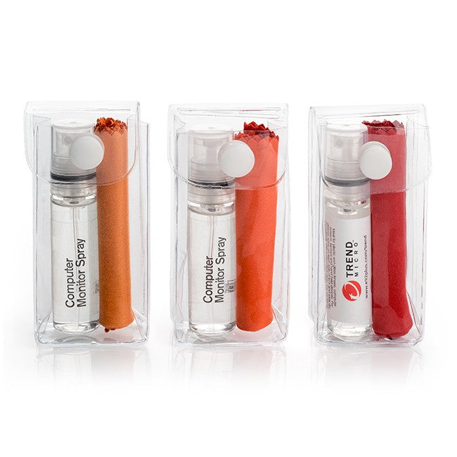 2pc Screen & Glasses Cleaning Kit in a PVC Pouch Red