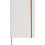 Branded Spectrum A5 white notebook with coloured strap